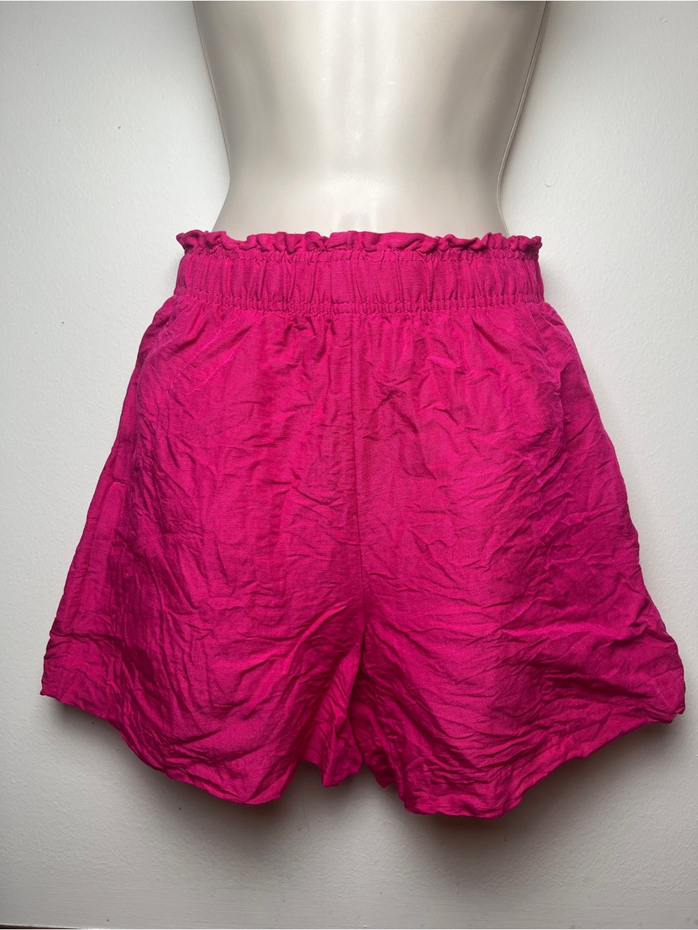 H&M Linen Bermuda Shorts Pink Stretch XS Preppy Summer Cottage Beach Vacation